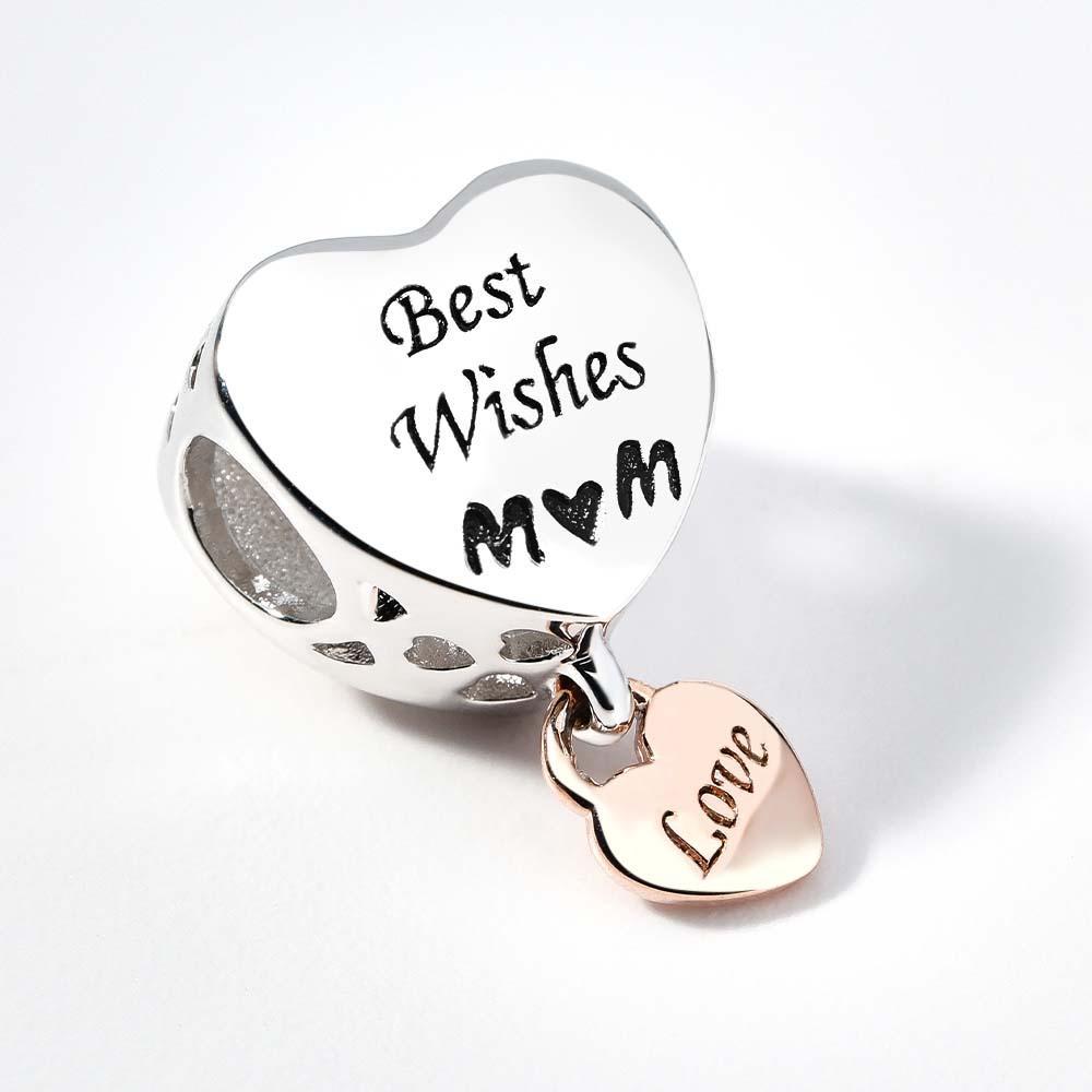 Engraved Charm Heart Shaped Mom Beads Charms for Mother's Day Gifts - soufeelmy