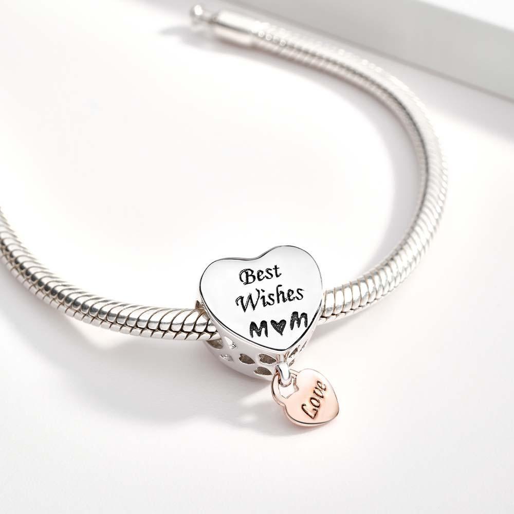 Engraved Charm Heart Shaped Mom Beads Charms for Mother's Day Gifts - soufeelmy