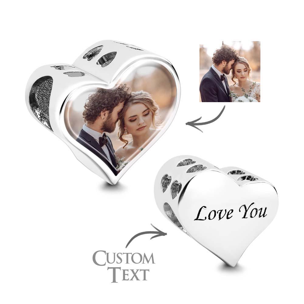 Personalized Photo Charm Heart Shaped Engraved Charm Gift for Women Girls - soufeelmy