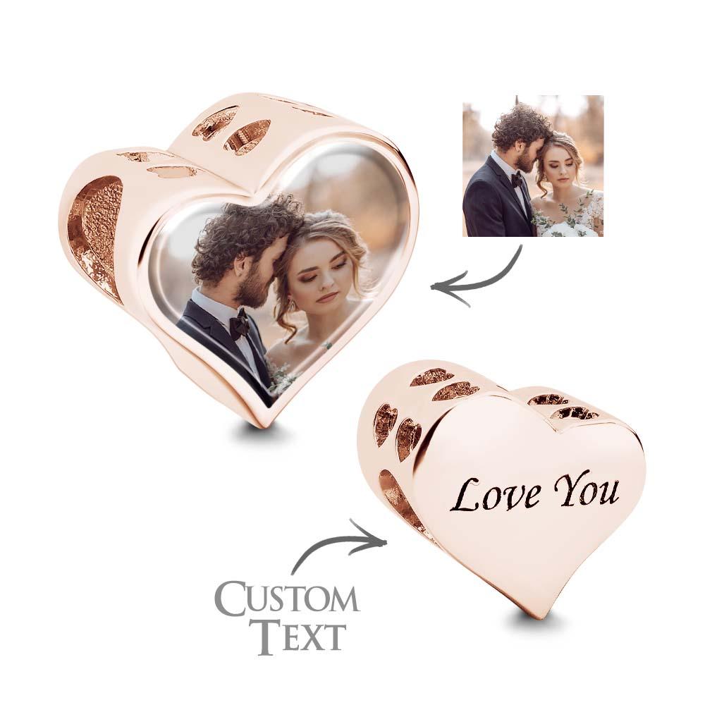 Personalized Photo Charm Heart Shaped Engraved Charm Gift for Women Girls - soufeelmy