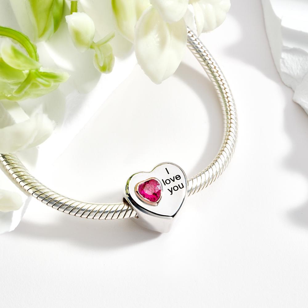 Custom Photo Heart Charm Personalized Engraved Birthstone Pendant Jewelry - soufeelmy