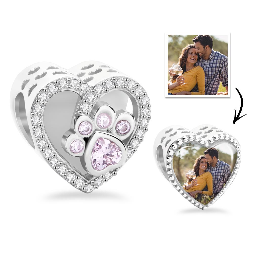Custom Photo Pawprint Charm Lovely Zircon Pendant Gifts For Pet Lovers - soufeelmy