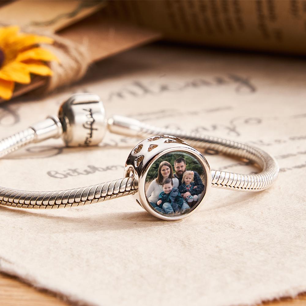 Custom Engraved Photo Charm Lucky Clover Family Love Gift - soufeelmy
