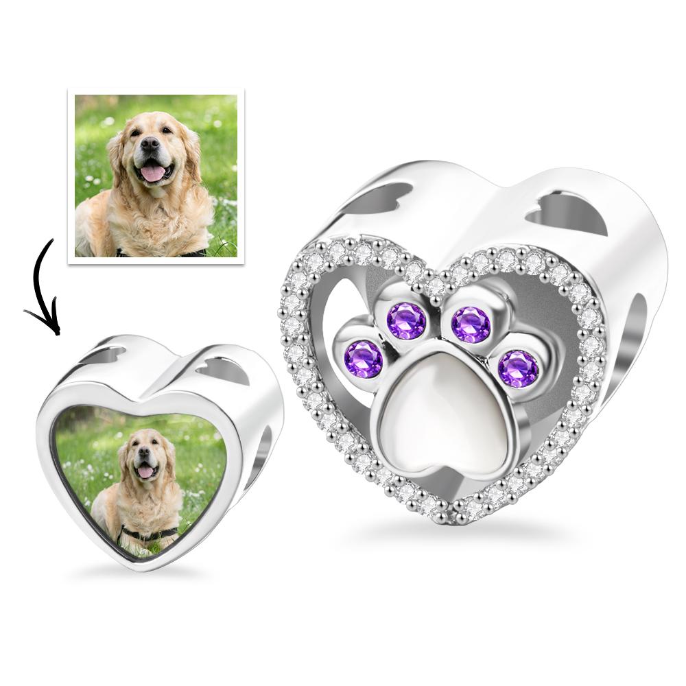 Custom Projection Charm Gem Paw Prints Gift for Pet - soufeelmy