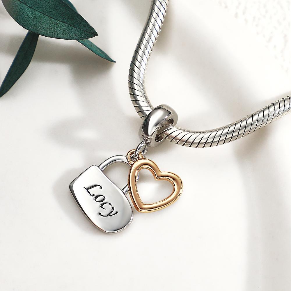 Custom Engraved Charm Love Lock Pendant Couple Gift - soufeelmy