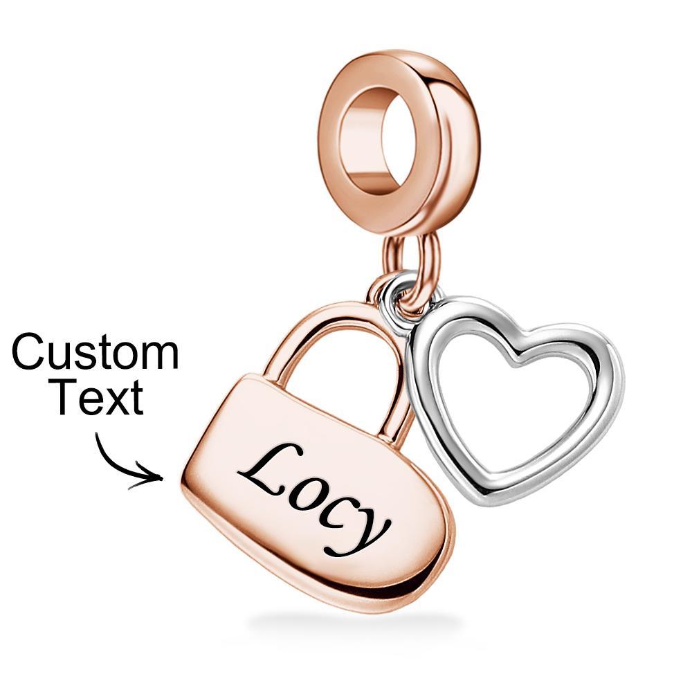 Custom Engraved Charm Love Lock Pendant Couple Gift - soufeelmy