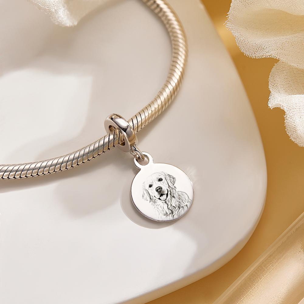 Personalized Engraved Photo Charm Vintage Circle Pendant Gifts For Her - soufeelmy