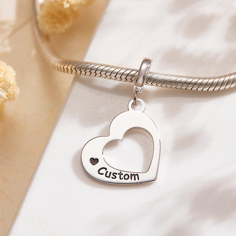 Engravable Charm Set Hollow Out Heart Pendant Mother's Day Gifts - soufeelmy
