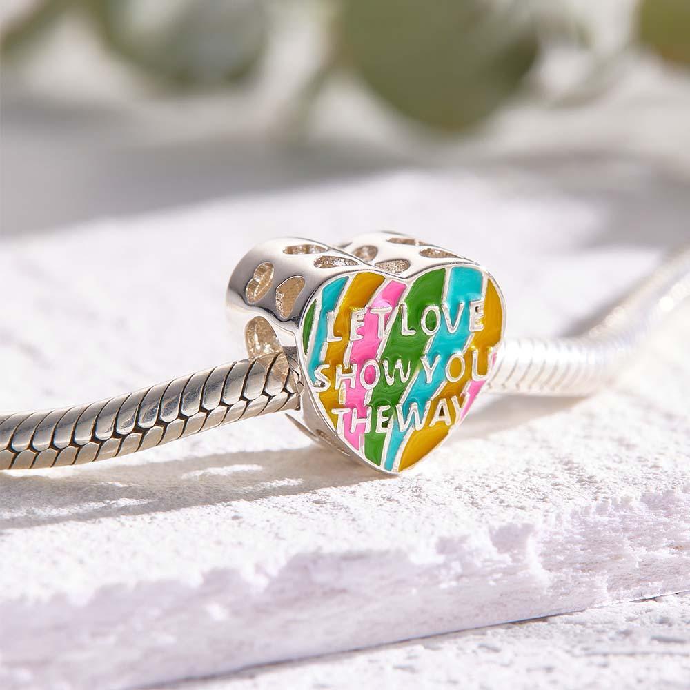 Personalized Photo Charm LET LOVE SHOW YOU THE WAY Theme Heart Colorful Pendant Gifts For Her - soufeelmy