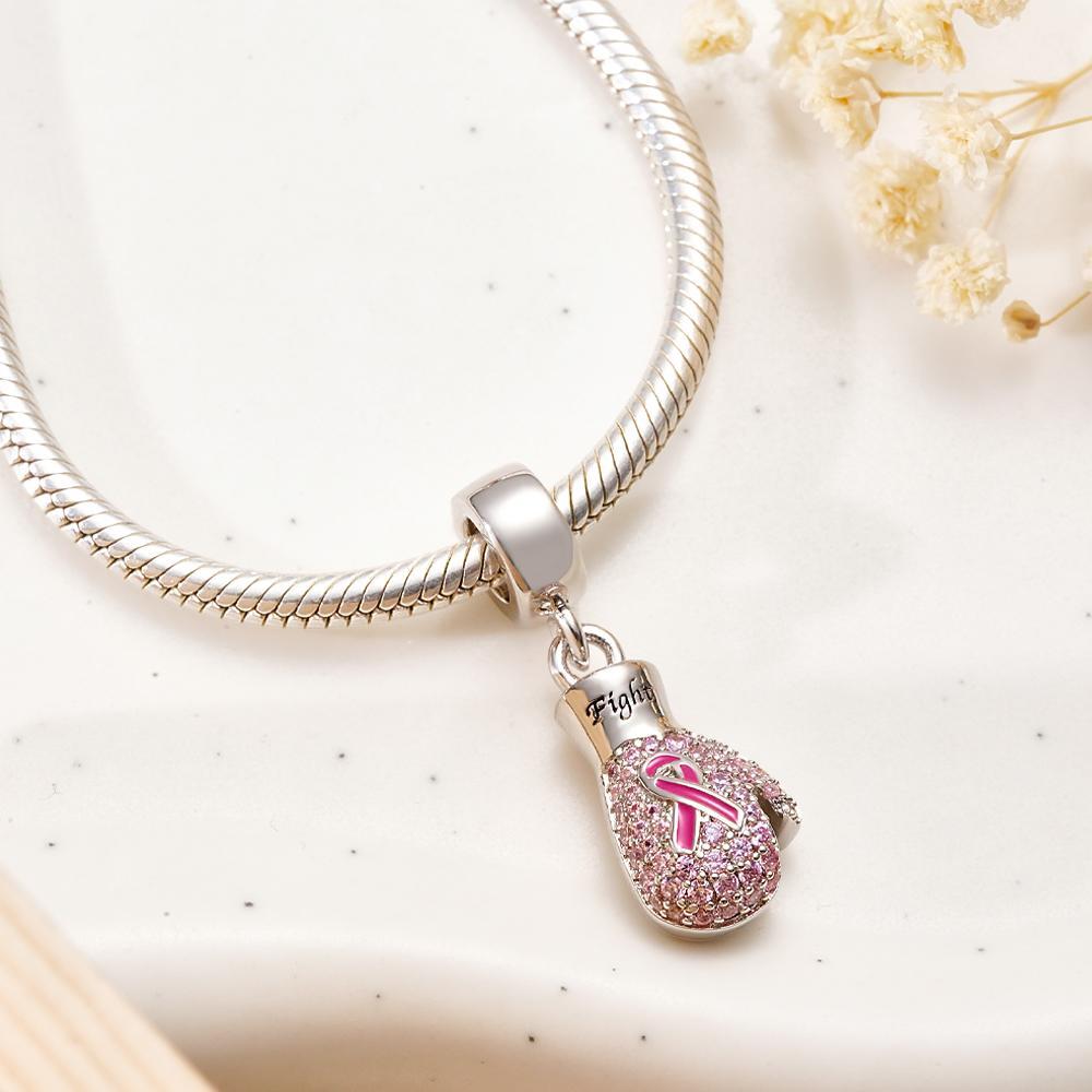Engravable Charm Fight Breast Cancer Theme Delicate Pendant Bracelet Decor For Her - soufeelmy