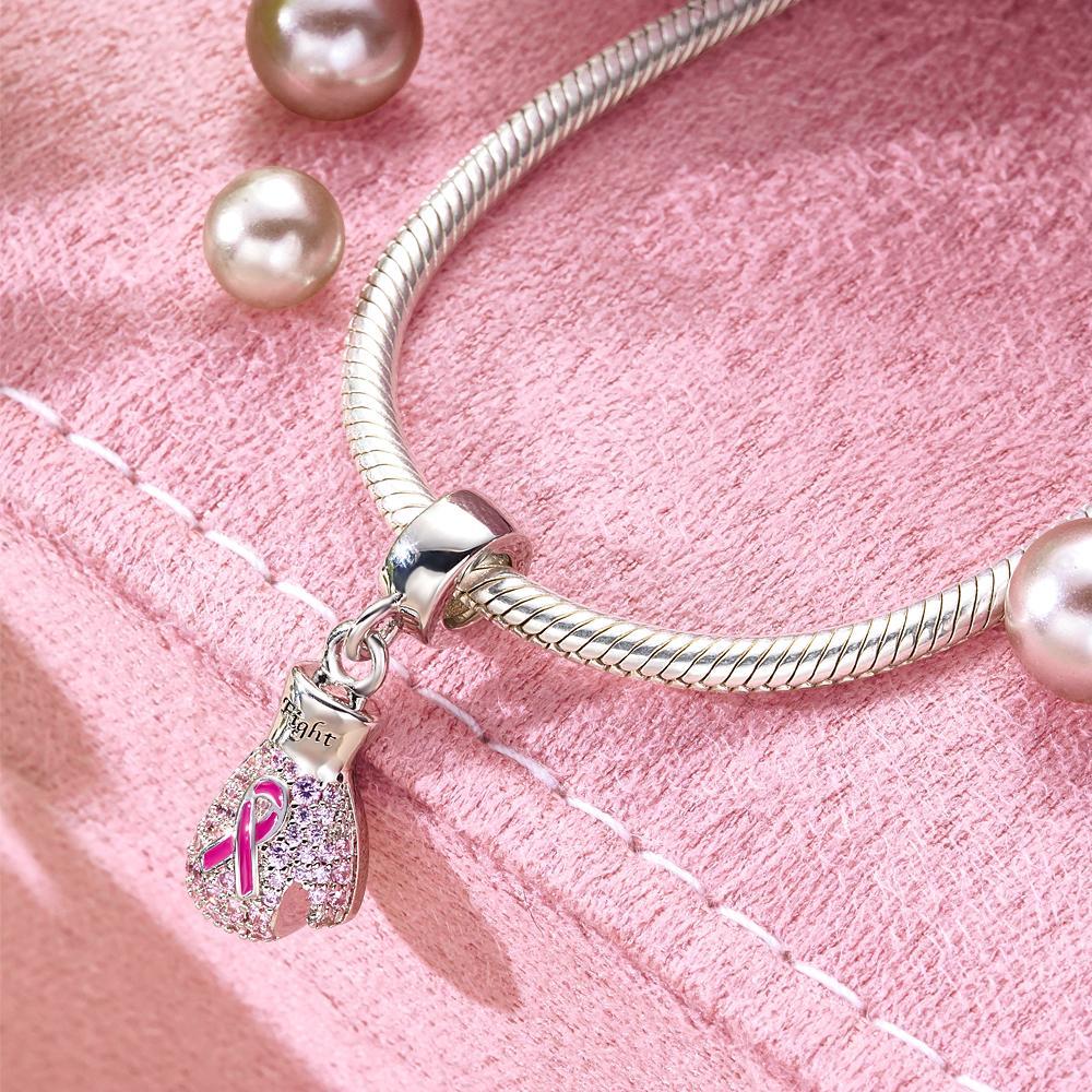 Engravable Charm Fight Breast Cancer Theme Delicate Pendant Bracelet Decor For Her - soufeelmy