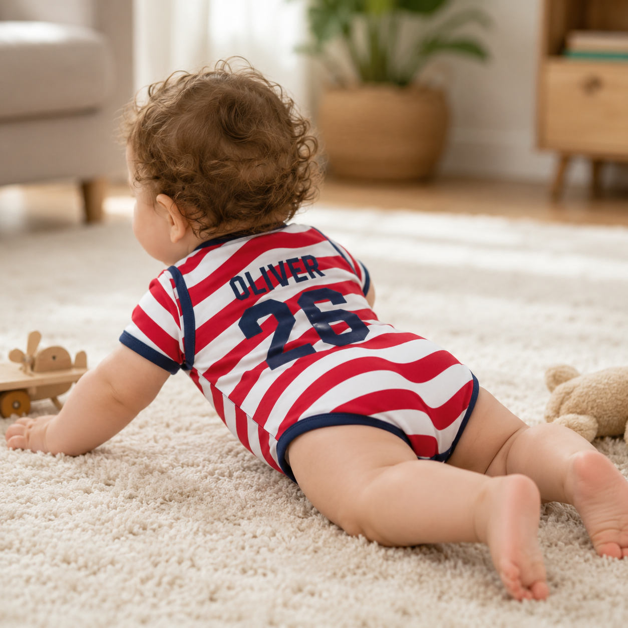 Personalized Baby Soccer Jersey Romper, Custom Name & Number Football Bodysuit for Babies, Cute Sports Baby Outfit - soufeelmy