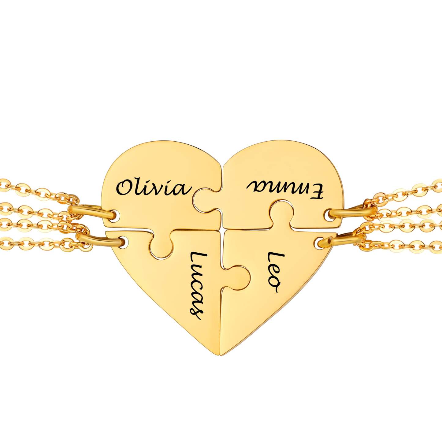 Personalized Friend Group Necklaces, Custom Name Engraved Puzzle Piece, Best Friend Gift - soufeelmy