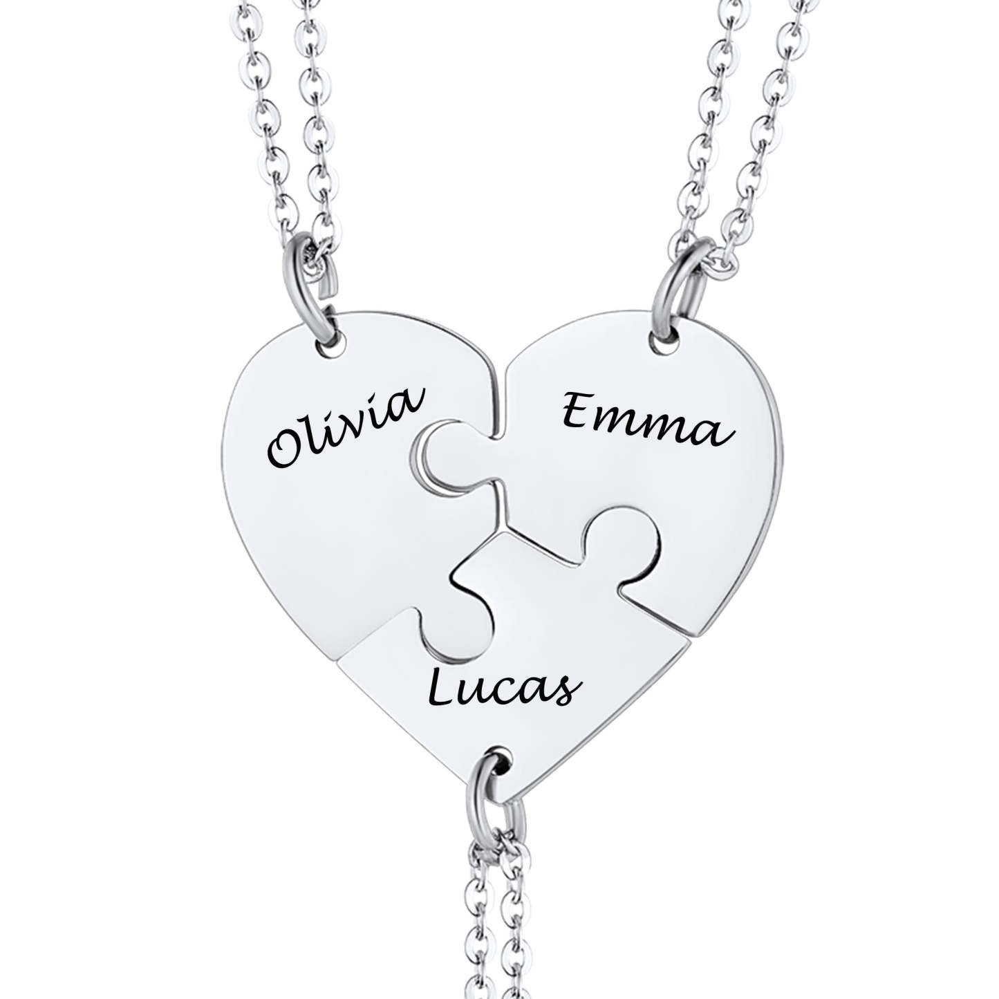 Personalized Friend Group Necklaces, Custom Name Engraved Puzzle Piece, Best Friend Gift - soufeelmy