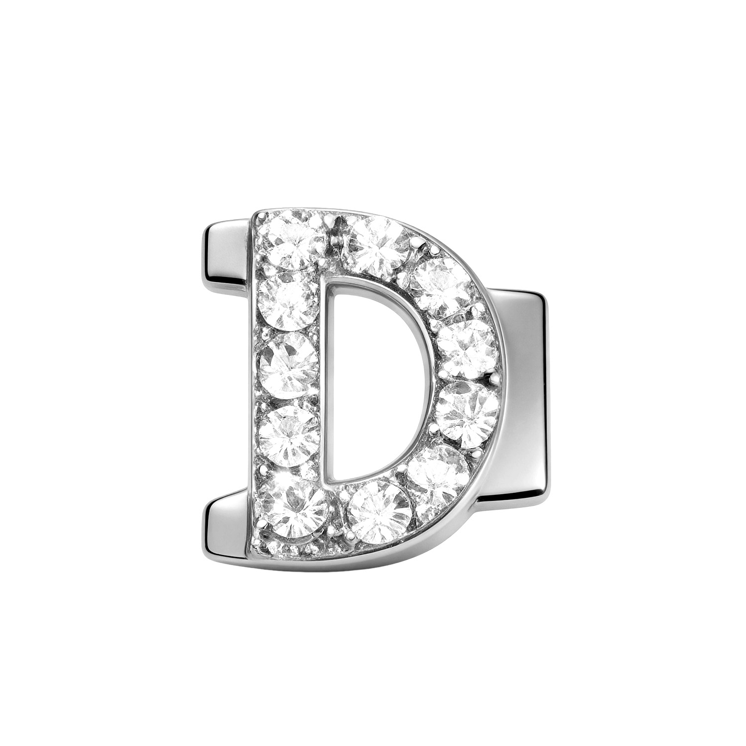Letter With Diamond D Charm - Silver - soufeelmy