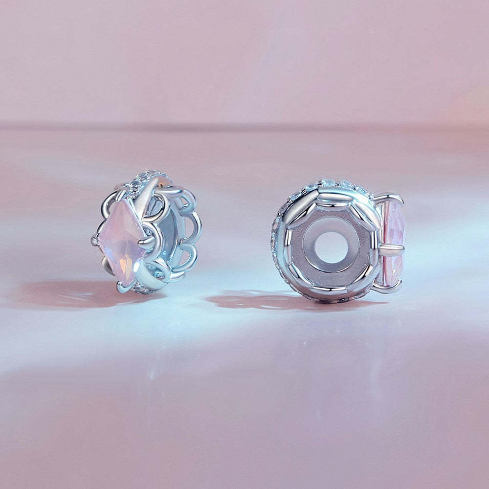 pink lace stopper charm spacer charm 925 sterling silver dp097
