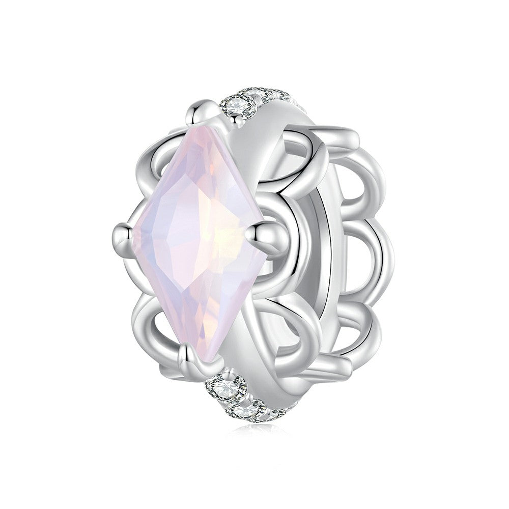pink lace stopper charm spacer charm 925 sterling silver dp097