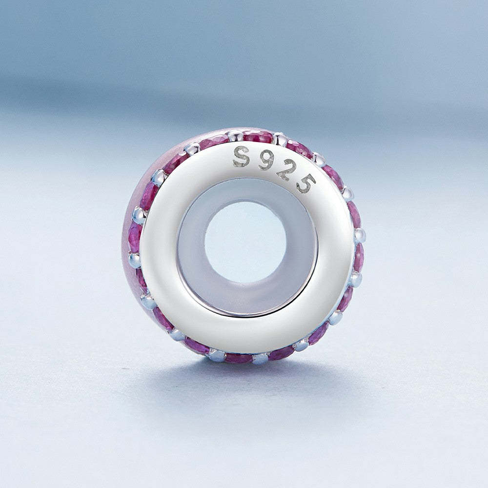 pink zircon stopper charm spacer charm 925 sterling silver dp100