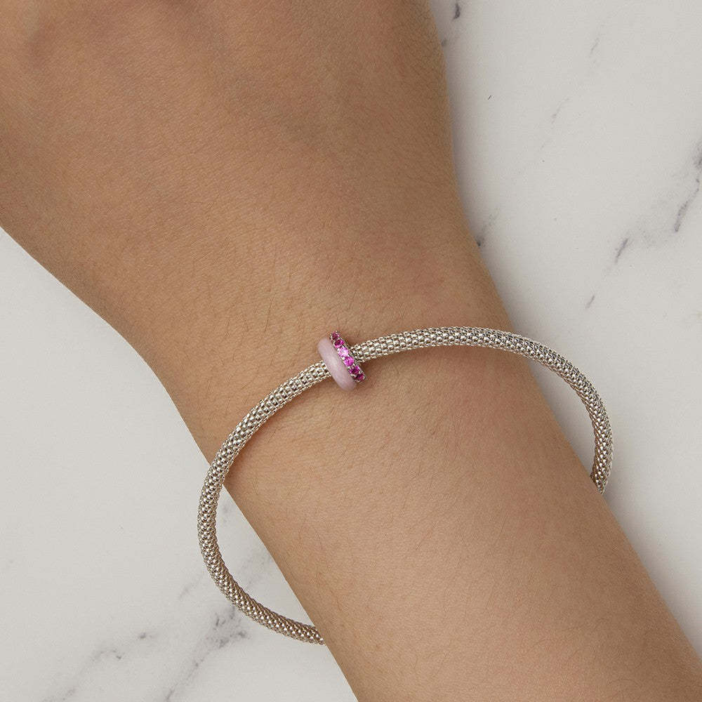 pink zircon stopper charm spacer charm 925 sterling silver dp100