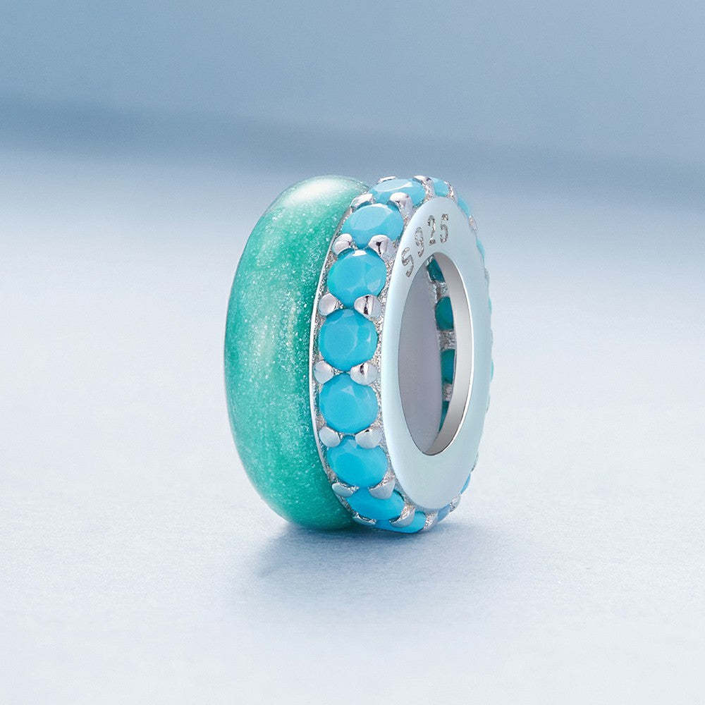blue zircon stopper charm spacer charm 925 sterling silver dp101