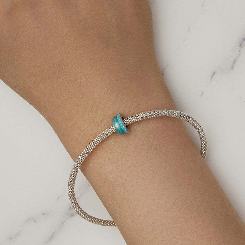 blue zircon stopper charm spacer charm 925 sterling silver dp101