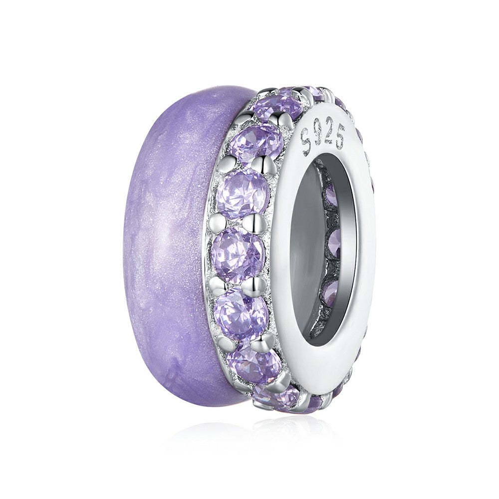 purple zircon stopper charm spacer charm 925 sterling silver dp102