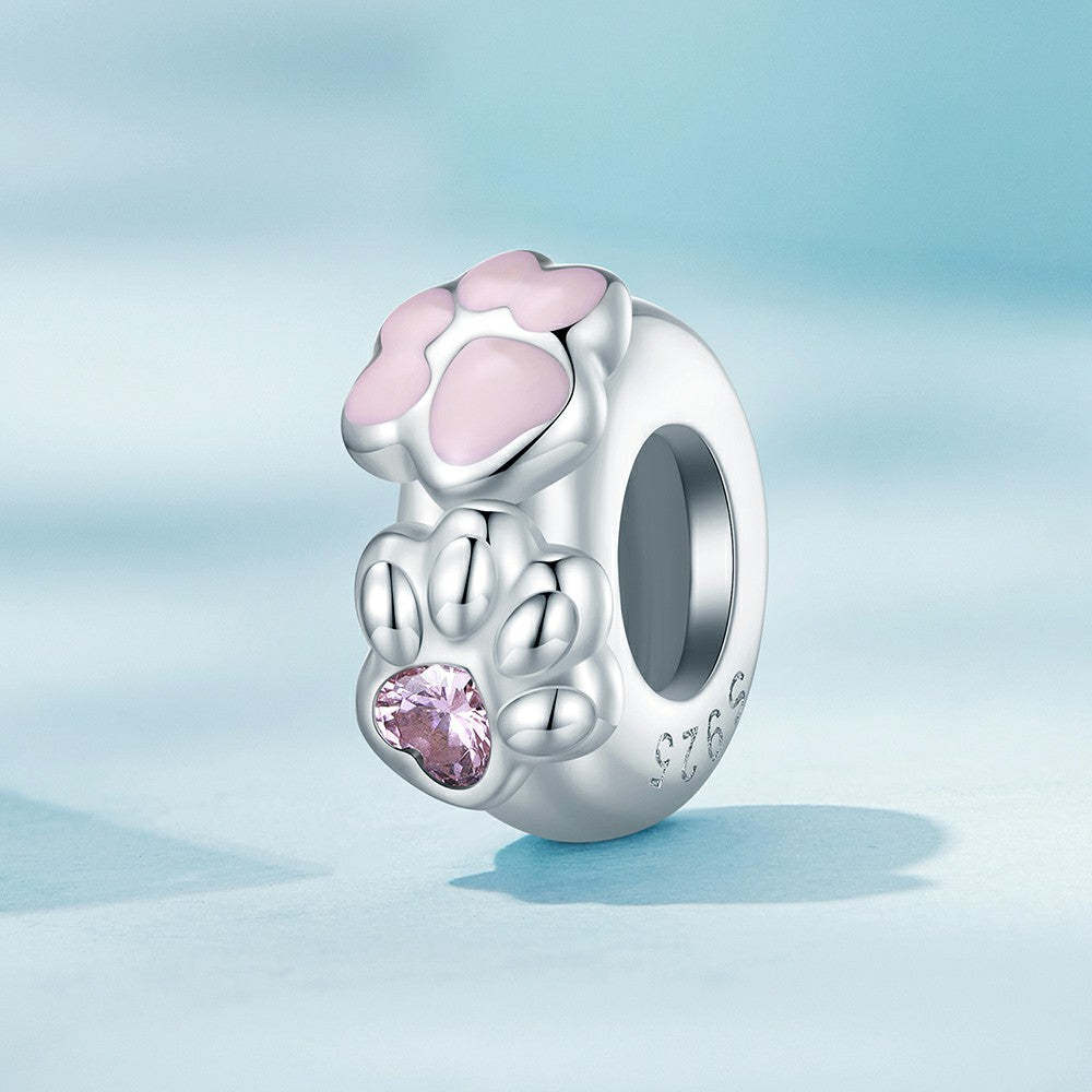 cats paw stopper charm spacer charm 925 sterling silver gift for pet lover dp103