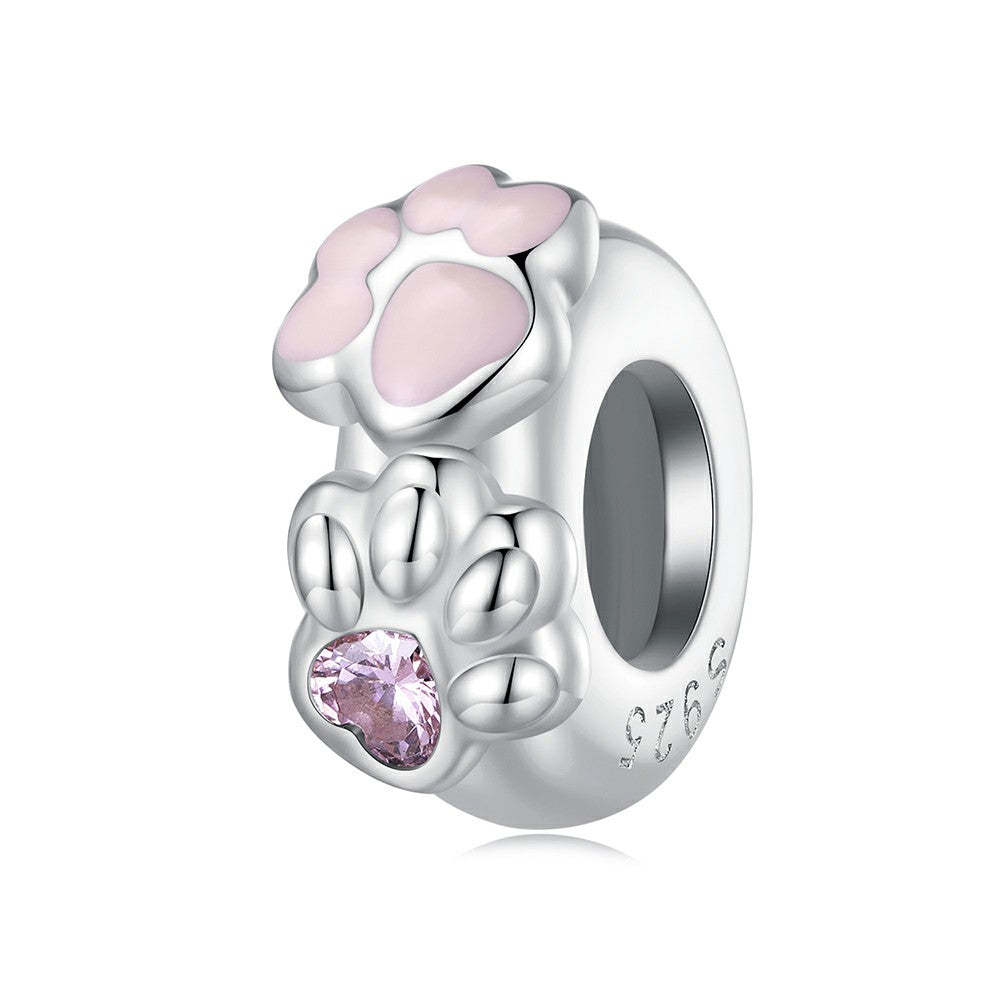 cats paw stopper charm spacer charm 925 sterling silver gift for pet lover dp103