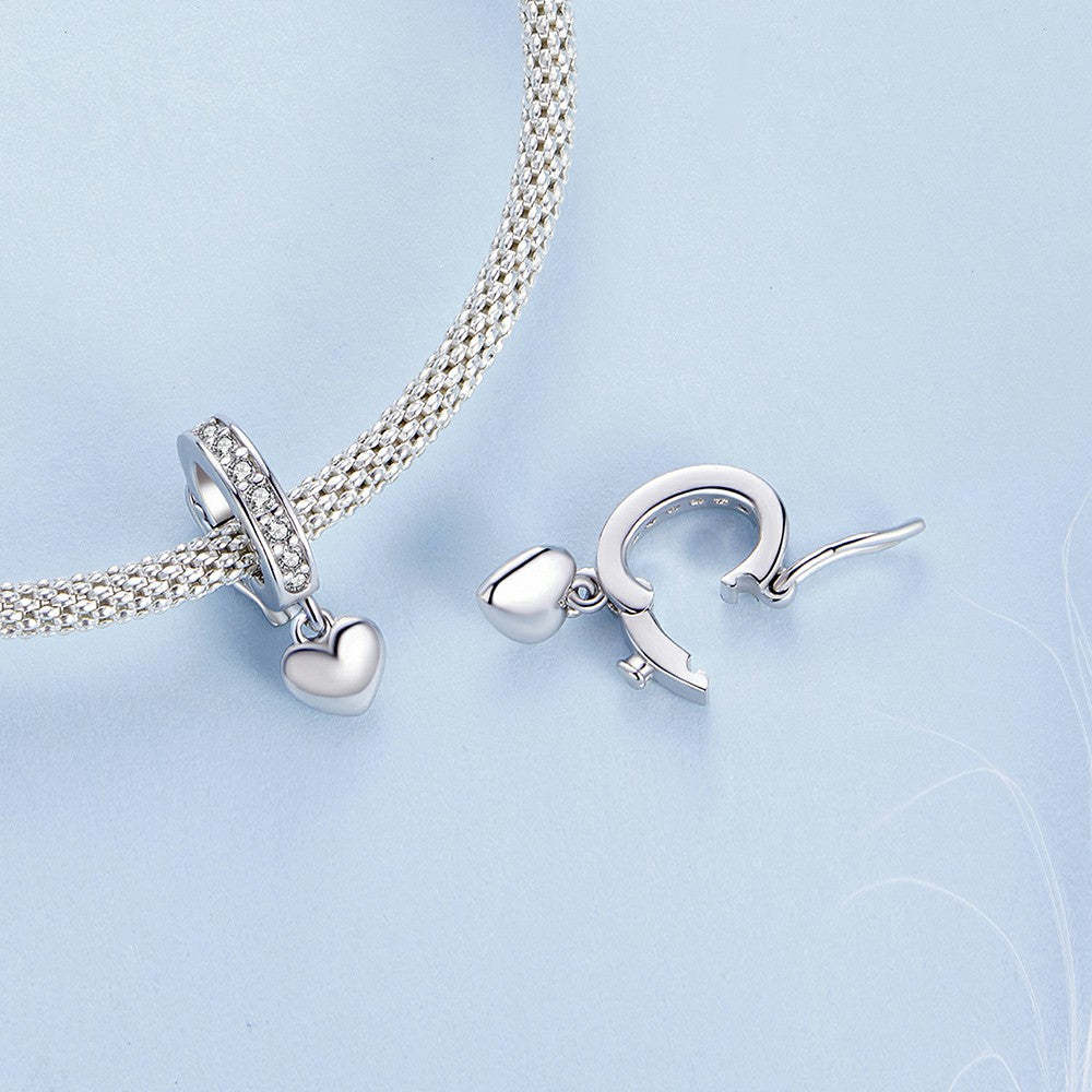solid hearts stopper charm spacer charm 925 sterling silver dp119