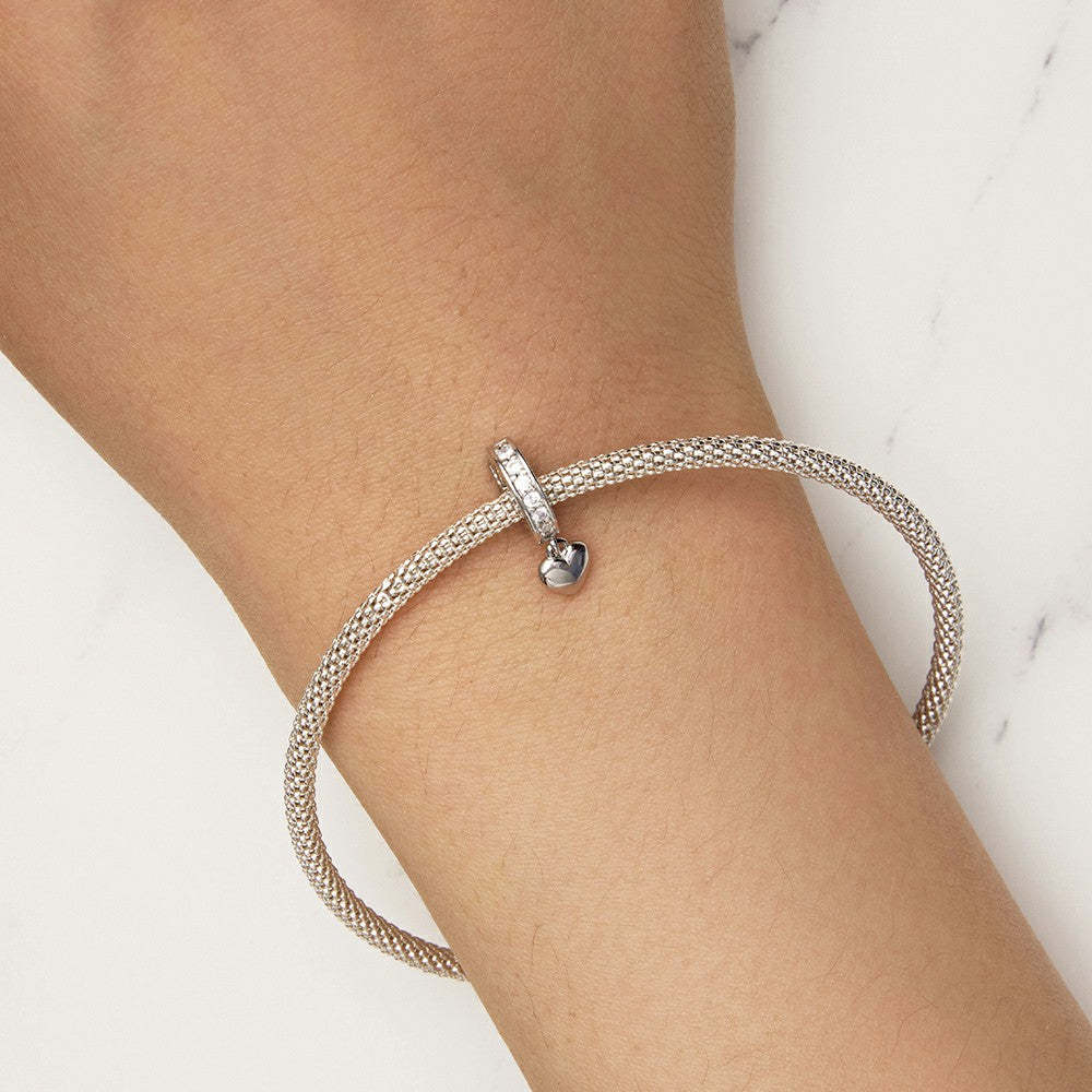 solid hearts stopper charm spacer charm 925 sterling silver dp119