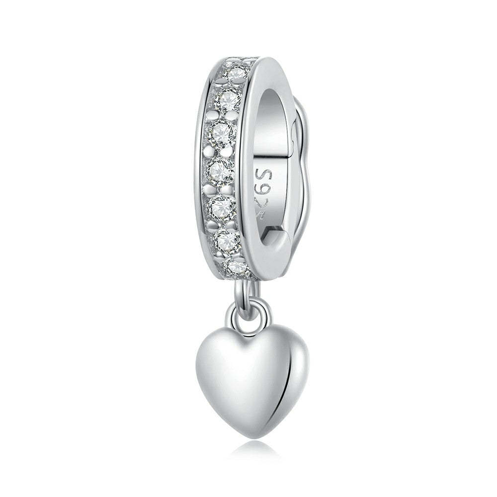 solid hearts stopper charm spacer charm 925 sterling silver dp119