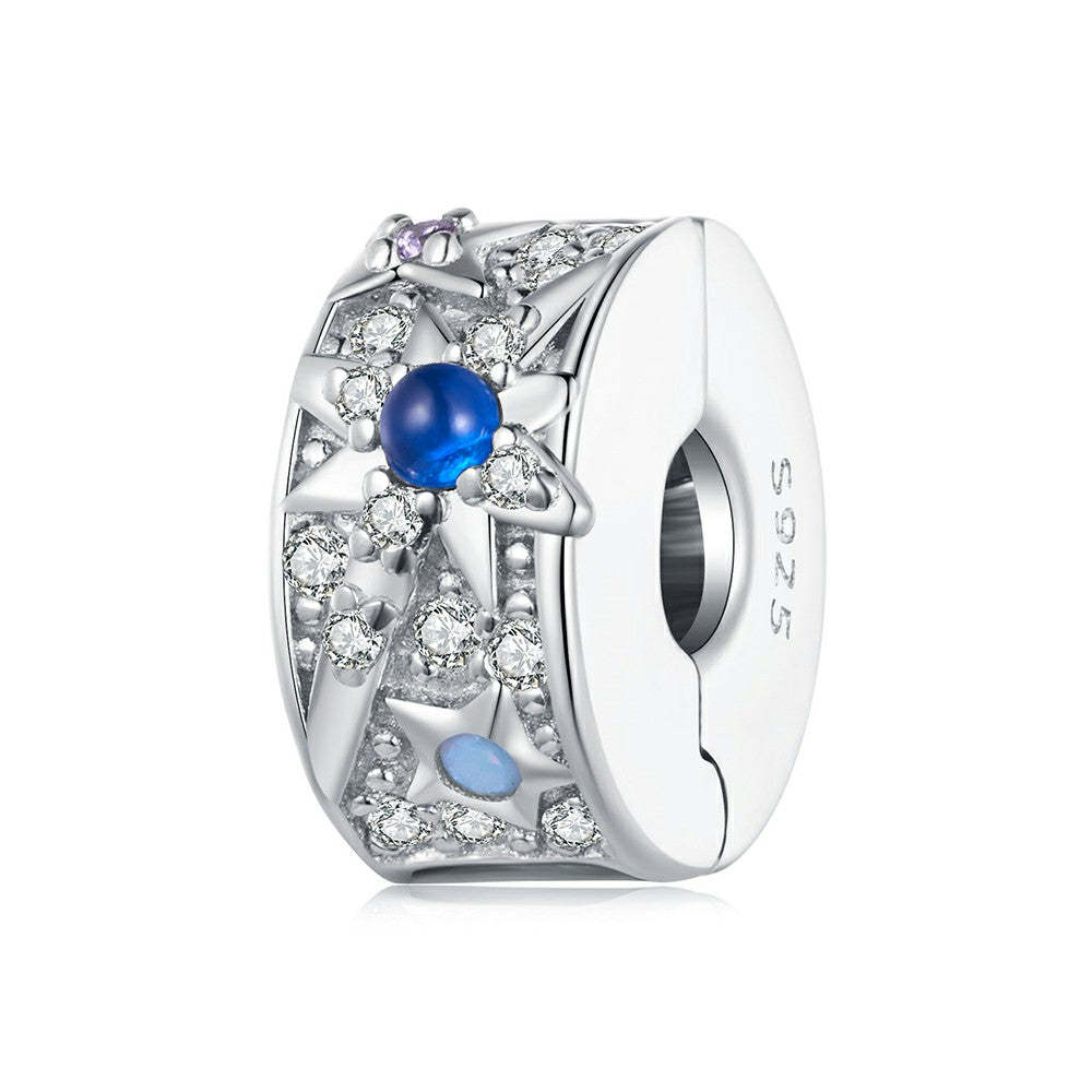 blue diamond stars stopper charm spacer charm 925 sterling silver dp121