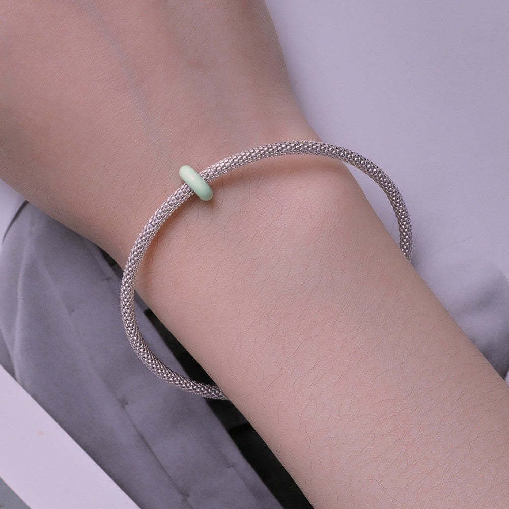 macaron light green stopper charm spacer charm 925 sterling silver dp130