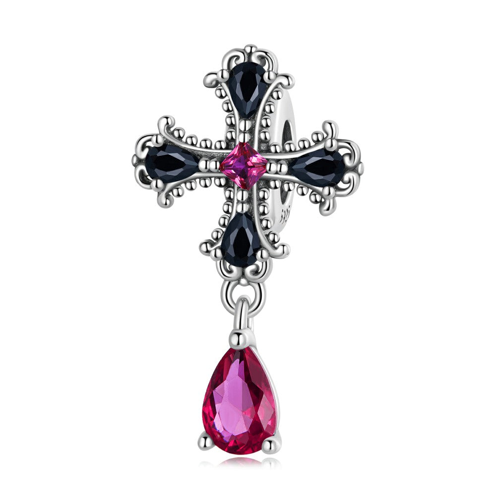 gothic cross stopper charm spacer charm 925 sterling silver dp147