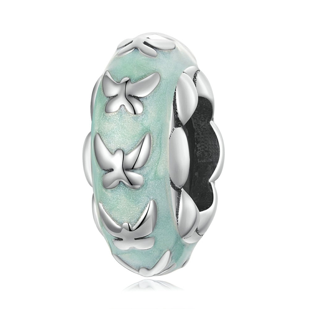 enchanted butterflies stopper charm spacer charm 925 sterling silver dp148