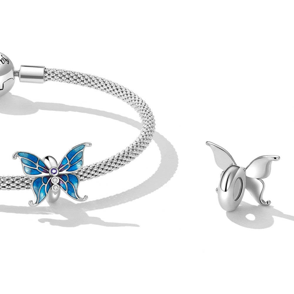 cute blue butterflies stopper charm spacer charm 925 sterling silver dp153