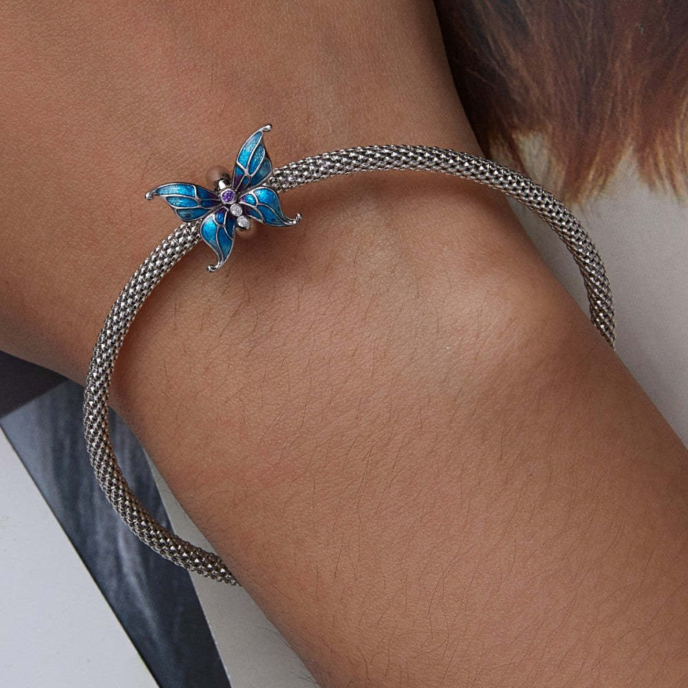 cute blue butterflies stopper charm spacer charm 925 sterling silver dp153