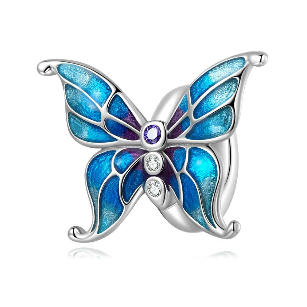 cute blue butterflies stopper charm spacer charm 925 sterling silver dp153