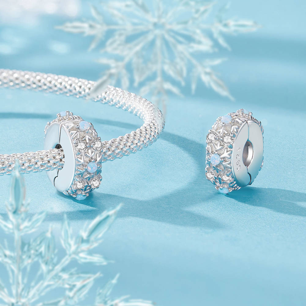 Snowflake Stopper Charm Spacer Charm Silver Christmas Gifts - soufeelmy