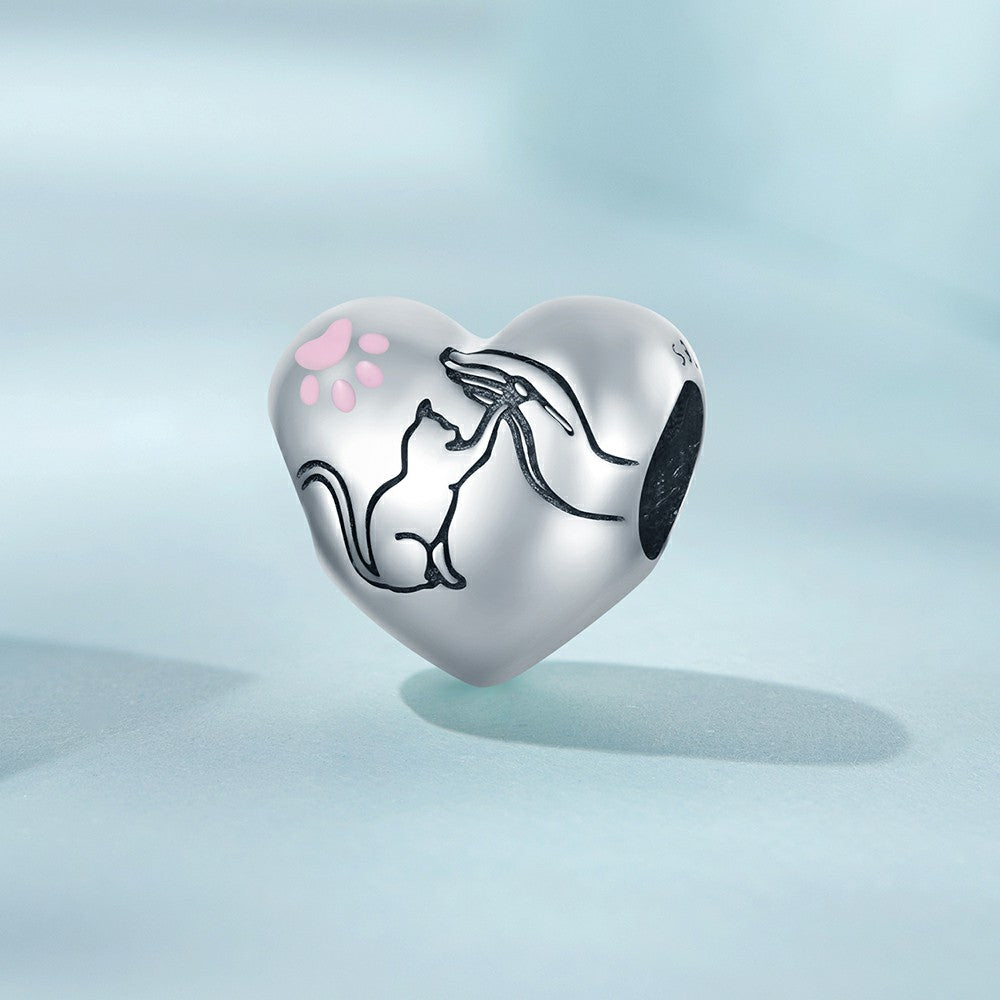 pink paw prints enamel charm 925 sterling silver gift for pet lover dy1327
