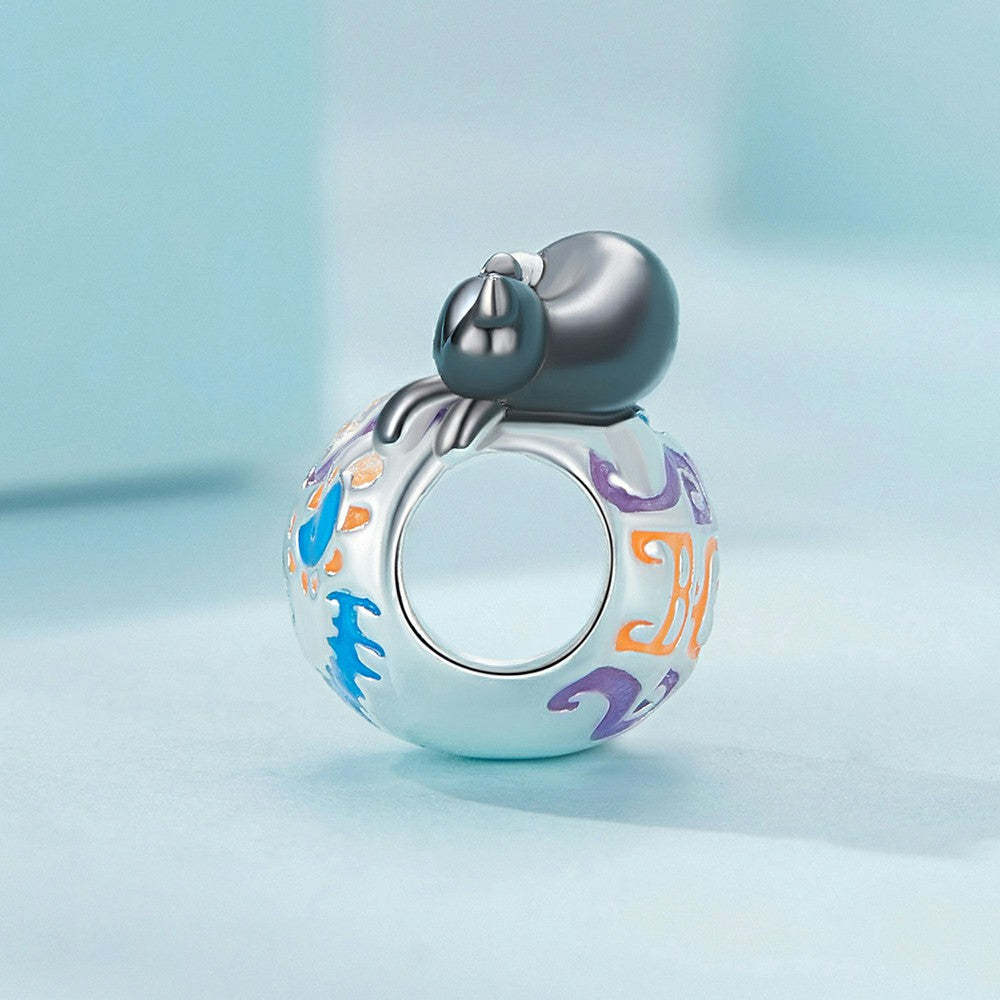 glow in the dark halloween pumpkin lights enamel charm 925 sterling silver halloween gifts dy1335