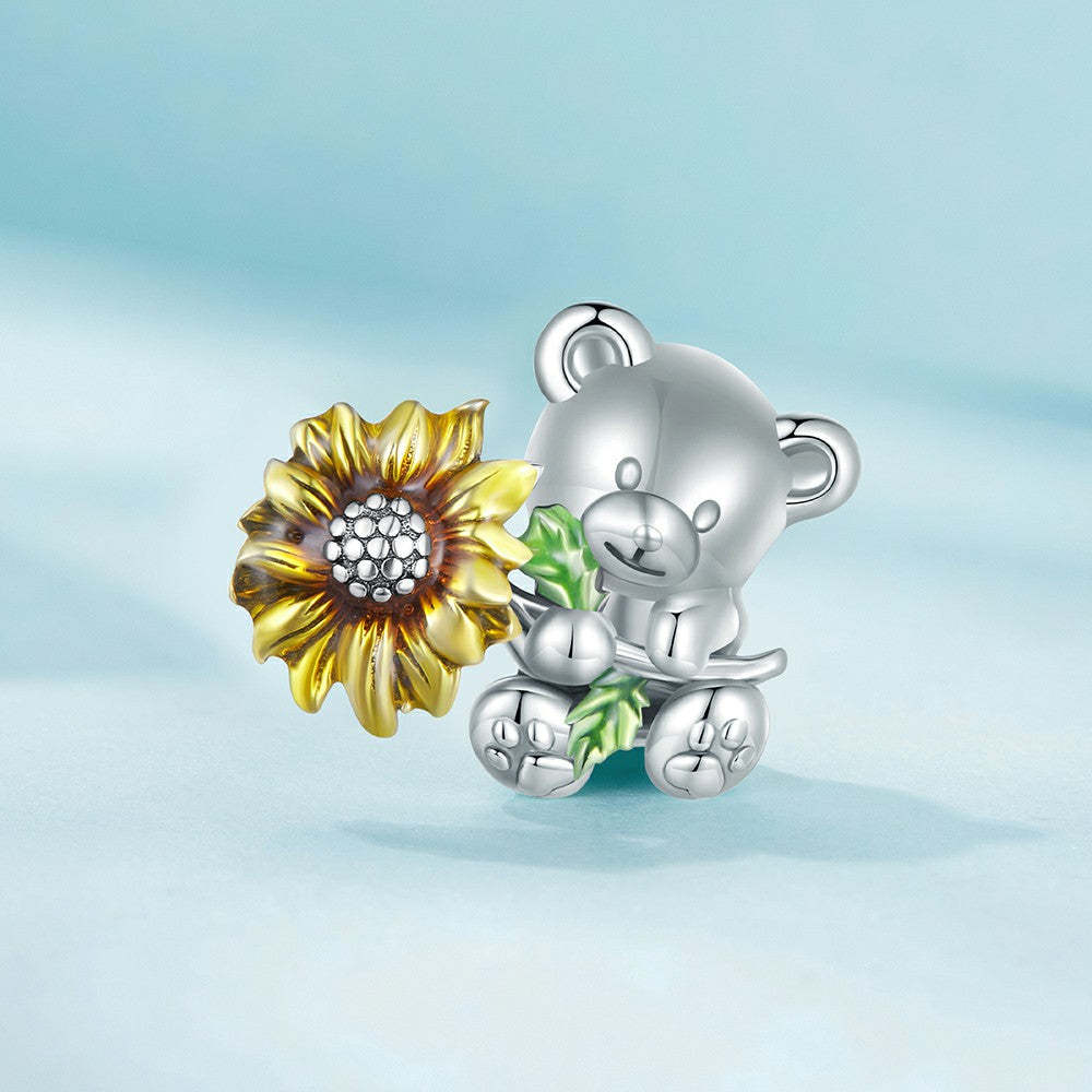 sun bear enamel charm 925 sterling silver dy1340