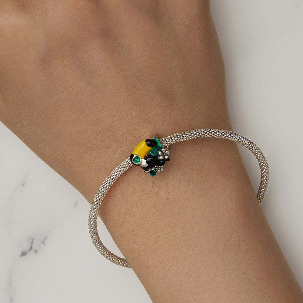 jungle toucan enamel charm 925 sterling silver dy1342