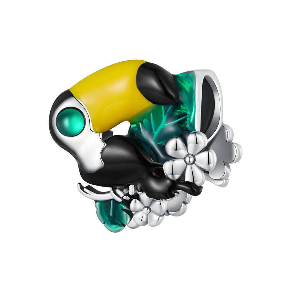 jungle toucan enamel charm 925 sterling silver dy1342
