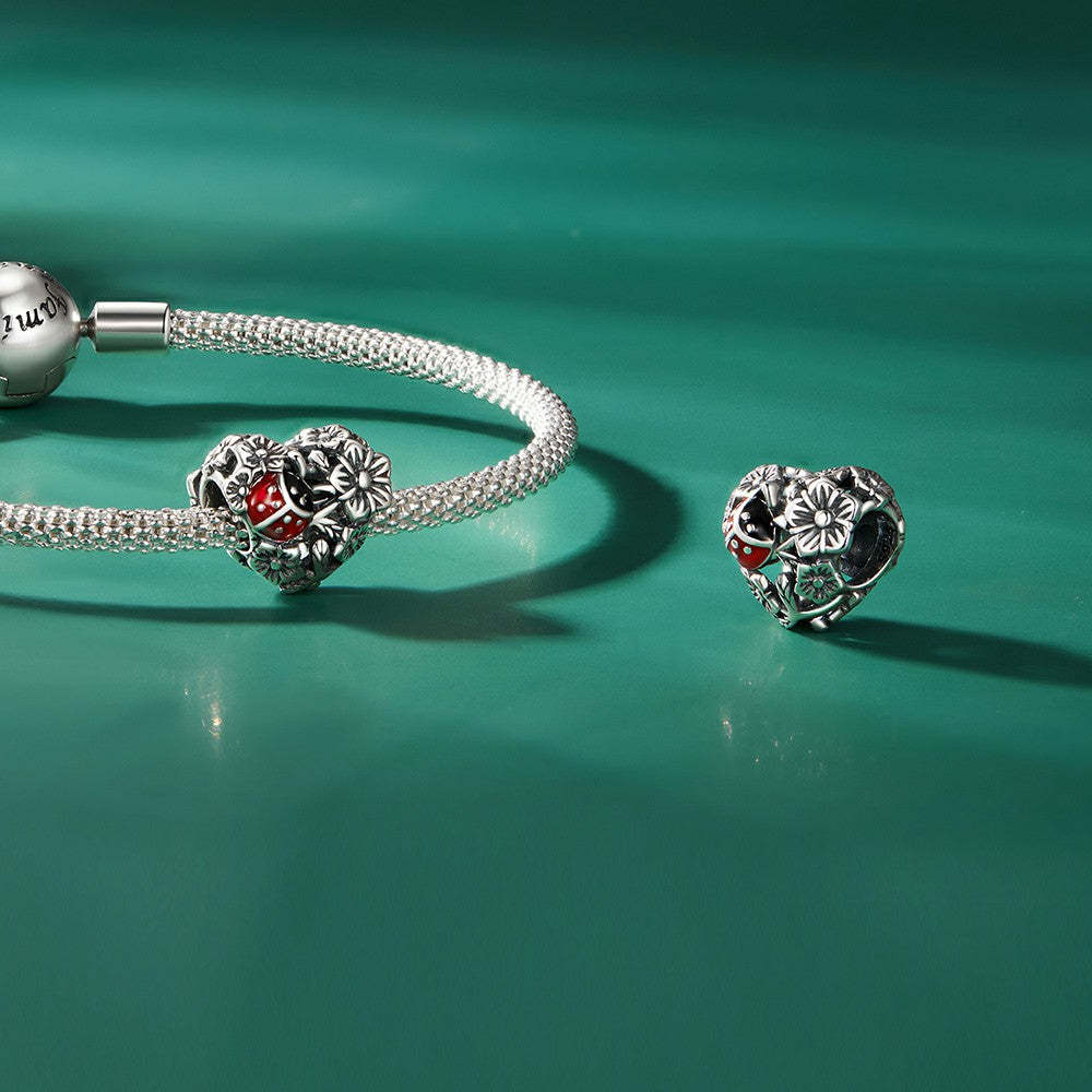 lucky ladybugs enamel charm 925 sterling silver dy1347