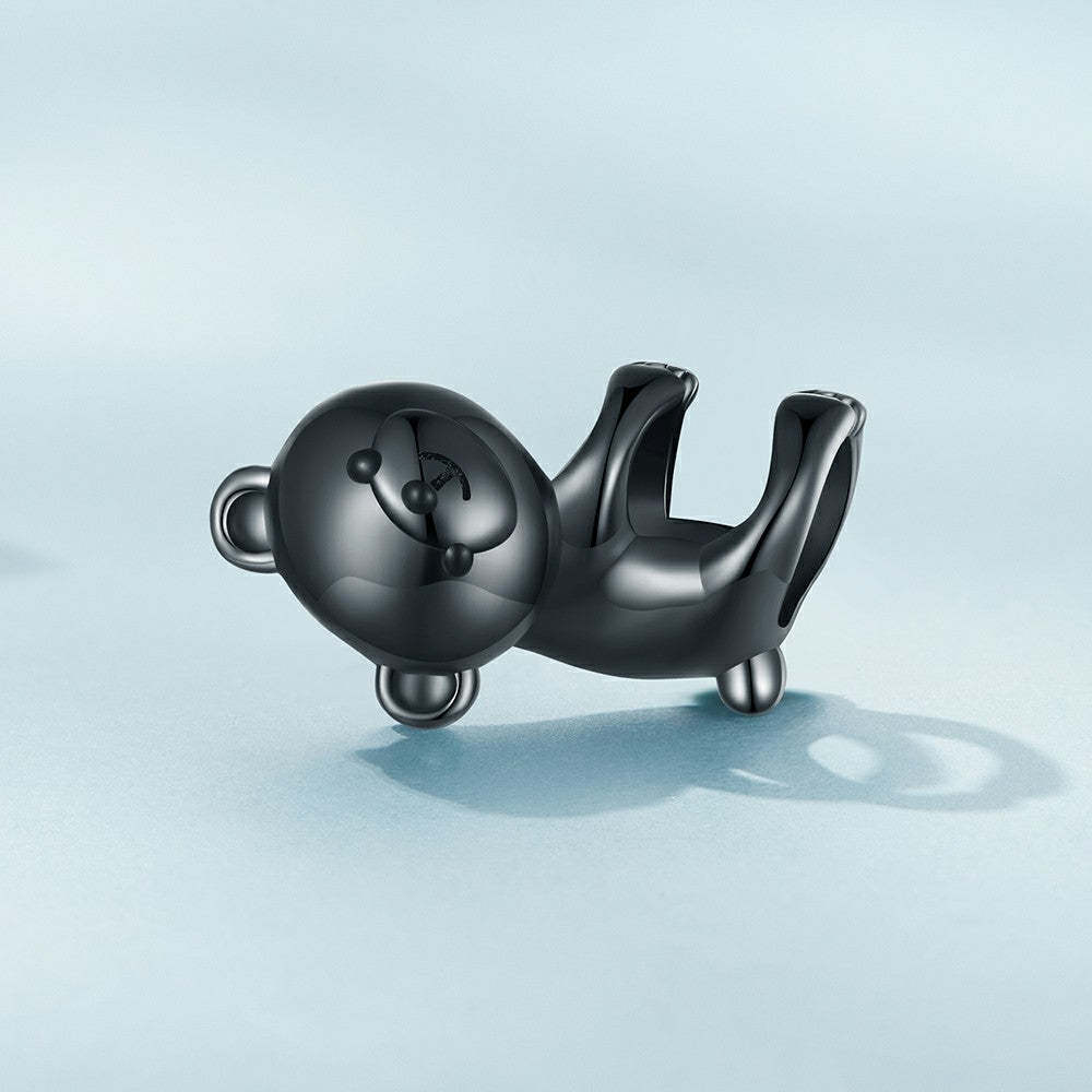 black bear enamel charm 925 sterling silver dy1350