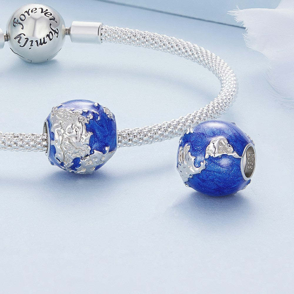 earth enamel charm 925 sterling silver dy1351