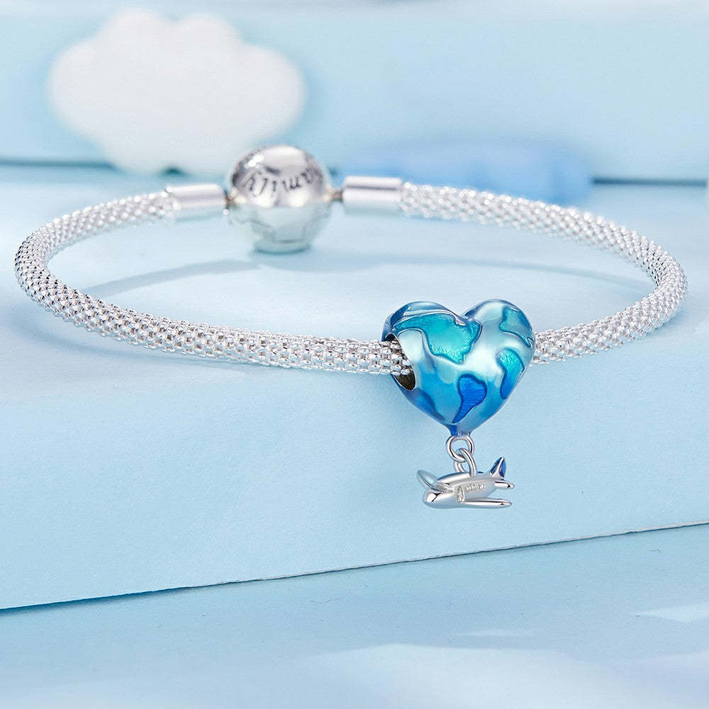 blue earth enamel charm 925 sterling silver dy1352