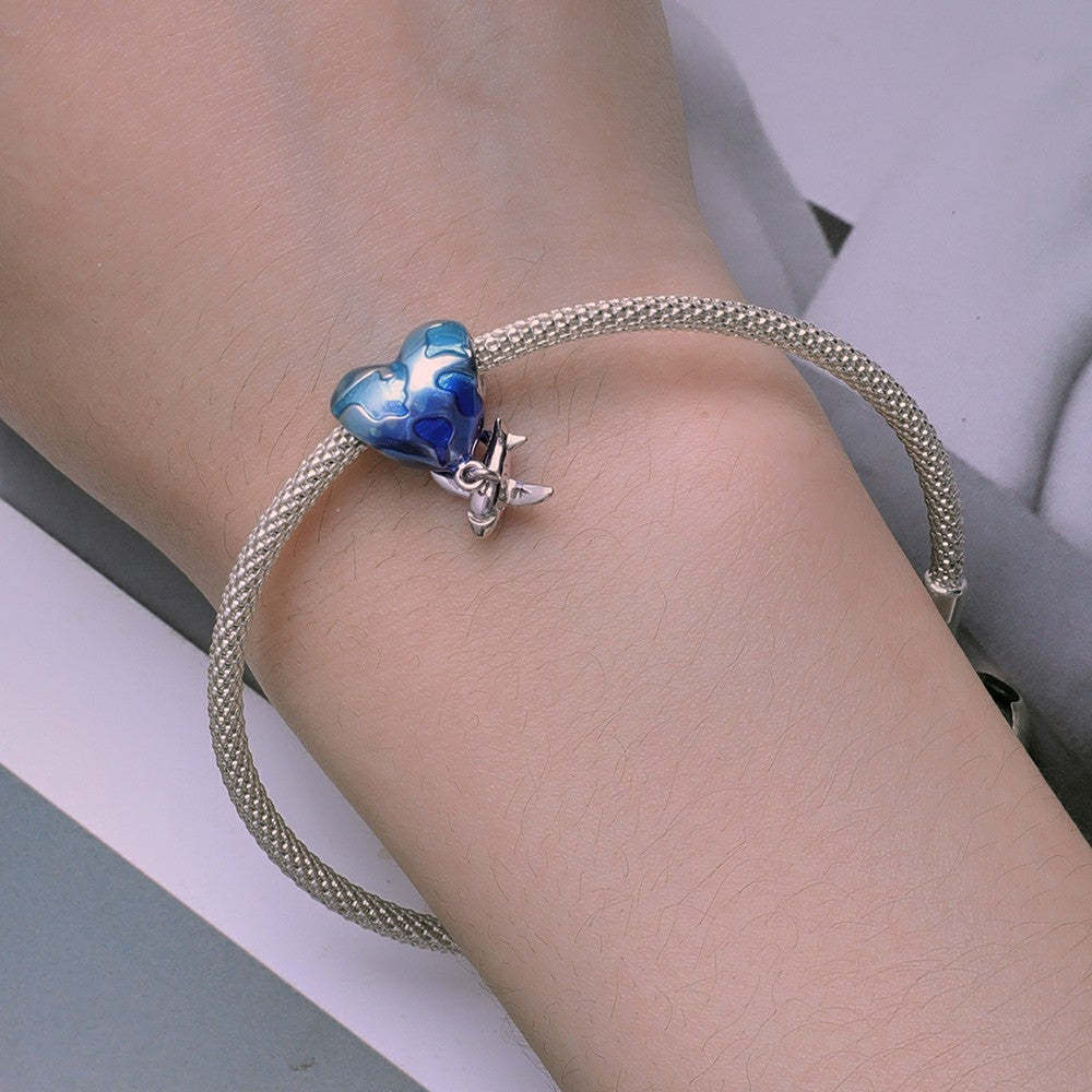 blue earth enamel charm 925 sterling silver dy1352