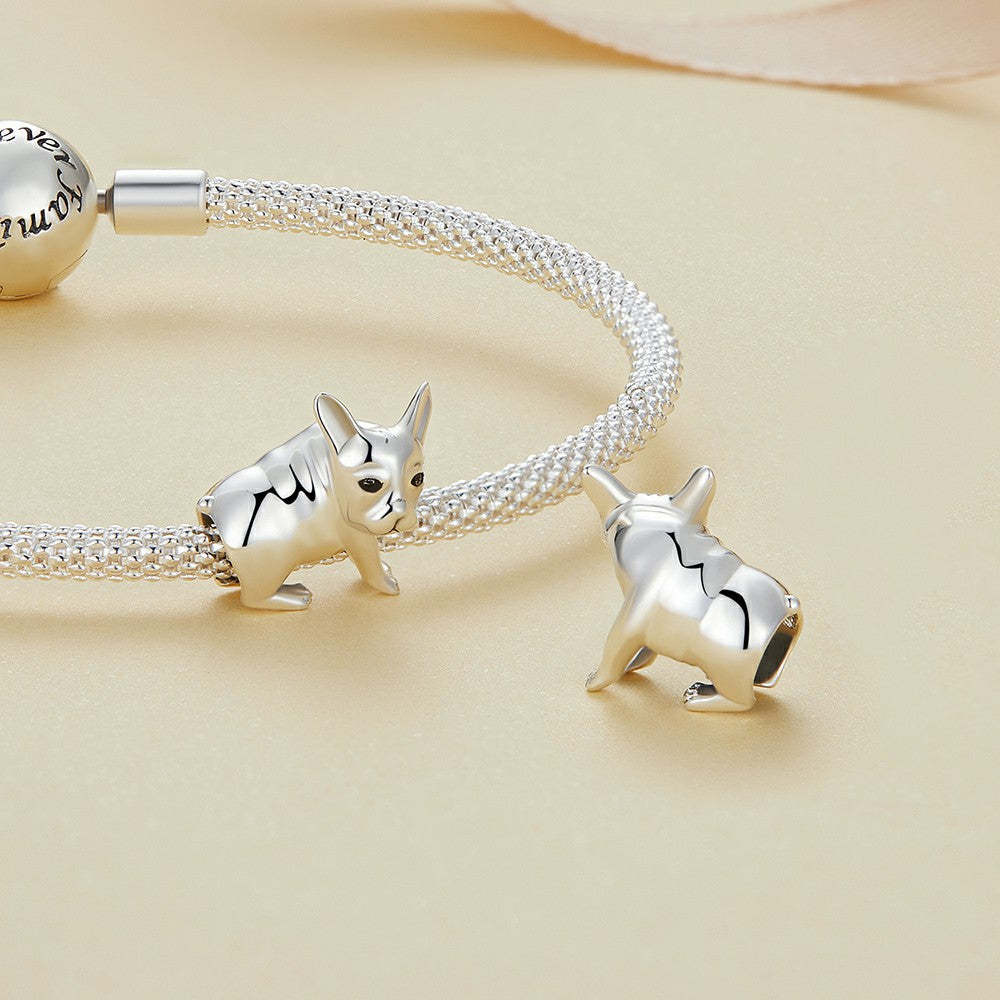 cute bulldog enamel charm 925 sterling silver gift for pet lover dy1356
